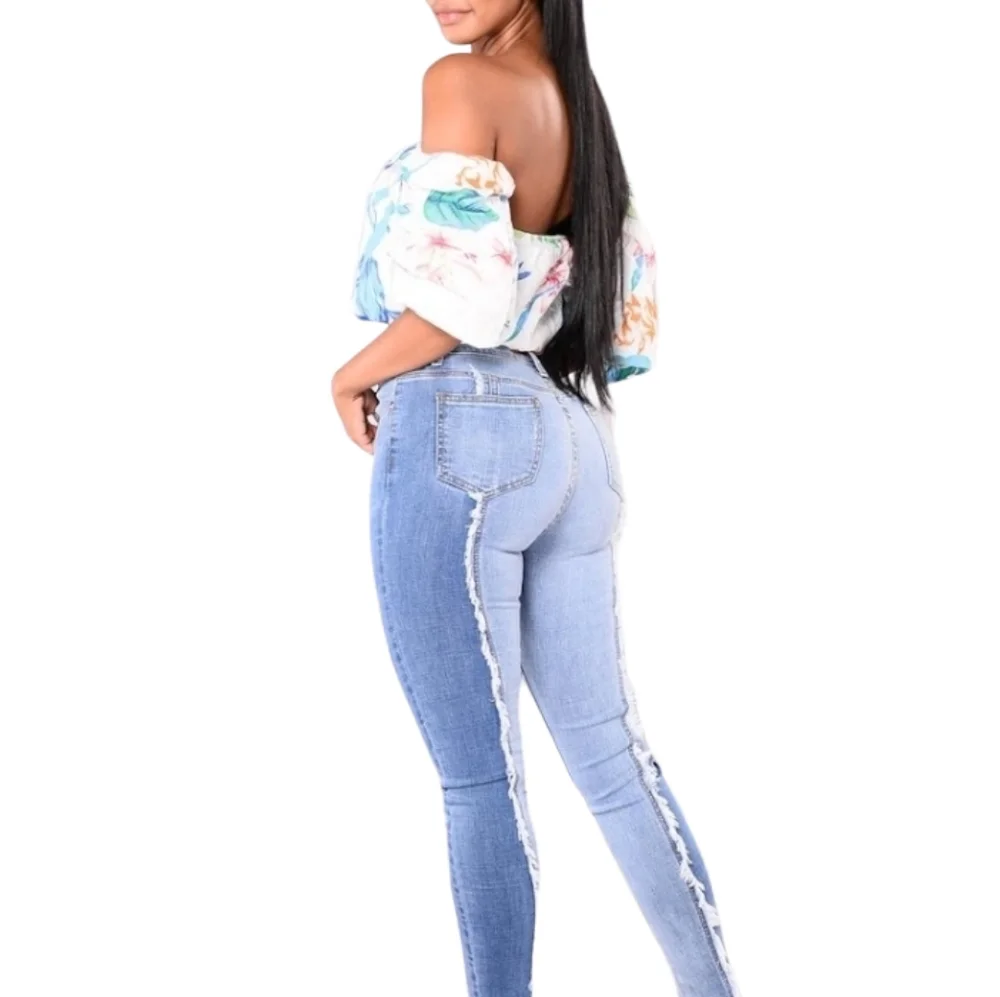 Fashion Nova Patchwork Colorblock Jeans Medium Wash Colored Denim - Picture 3 of 9